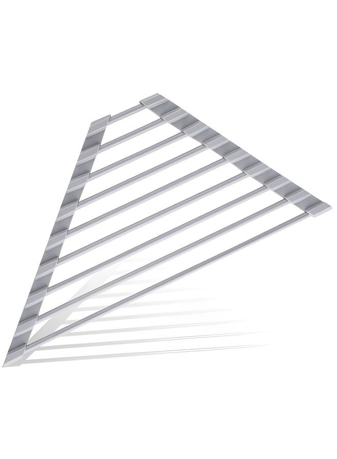 Mistifi Full Silicone-Coated Triangle Roll-Up Dish Drying Rack with Steel Core for Sink Corners - Multipurpose Over-The-Sink Kitchen Drainer & Space-Saving Organizer (Gray) - Image 1